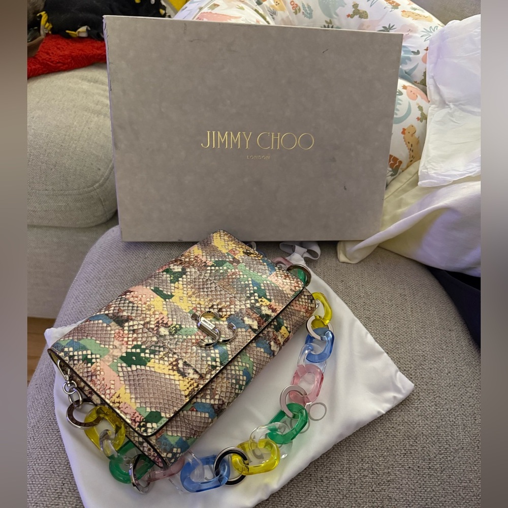 Jimmy Choo London Varenne Clutch In Sunrise Bag with Dust Bag and Box